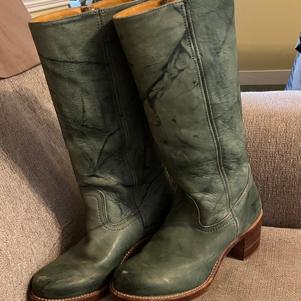 Frye Green Leather Heeled Boots